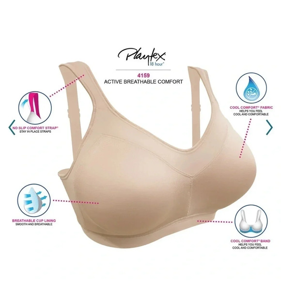 Playtex 18 Hour Bra • BLACK • 4159 • Active Breathable - Picture 4 of 6